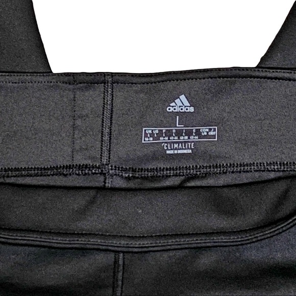 ADIDAS CLIMALITE Activewear capri leggings Workout Black Royal blue Drifit Large - Picture 8 of 8